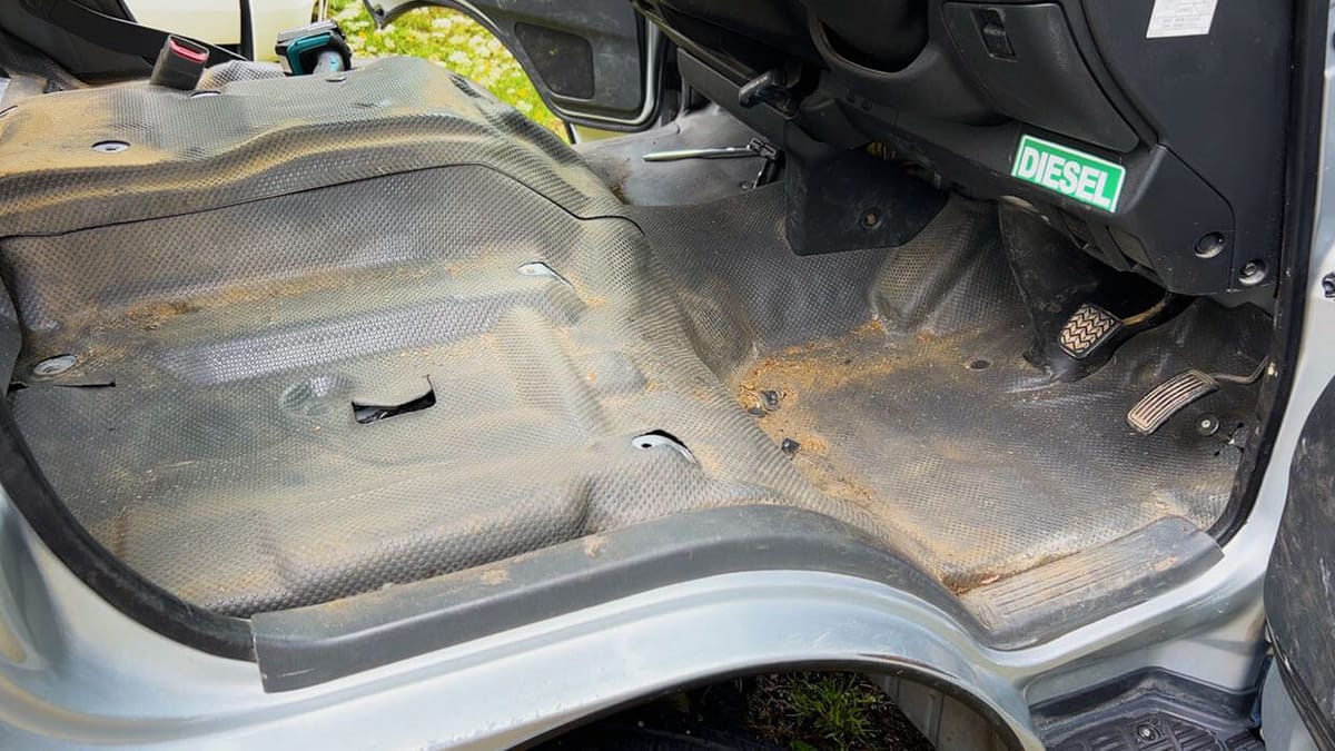 Work van floor cleaned — before