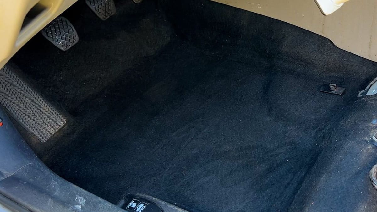 Driver’s footwell — carpet cleaned — after