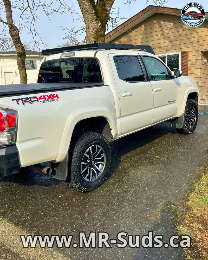 White truck detailed by Mr. Suds