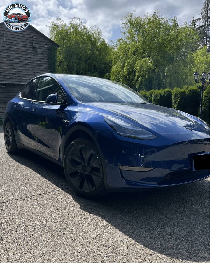 Tesla Model Y Ceramic Coating in Vancouver Island — Full Paint & Glass Protection — Mr. Suds mobile detailing